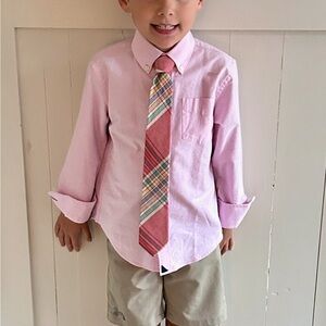Untuckit kids boys brushed cotton button down pink sz 6